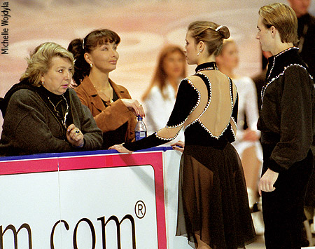 Emilie Nussear &amp; Mathew Gates with coaches Tatiana Tarasova &amp; Maia Usova