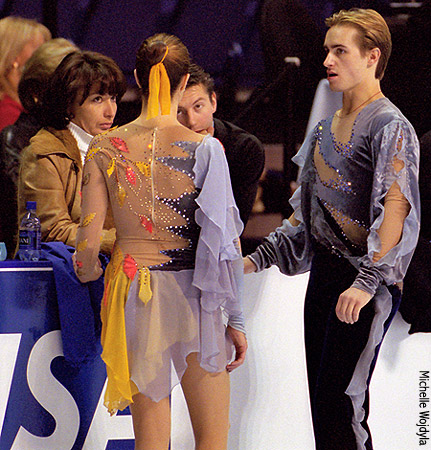 Emilie Nussear &amp; Mathew Gates with coaches Maia Usova &amp; Nikolai Morozov