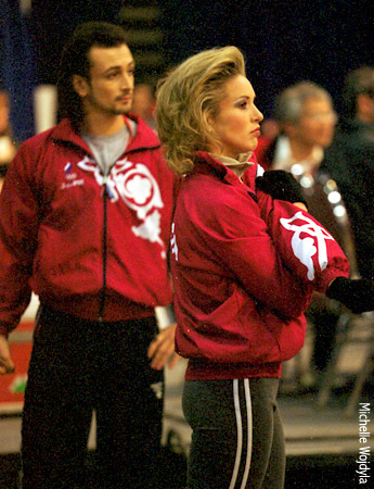 Irina Lobacheva &amp; Ilia Averbukh warm up before practice