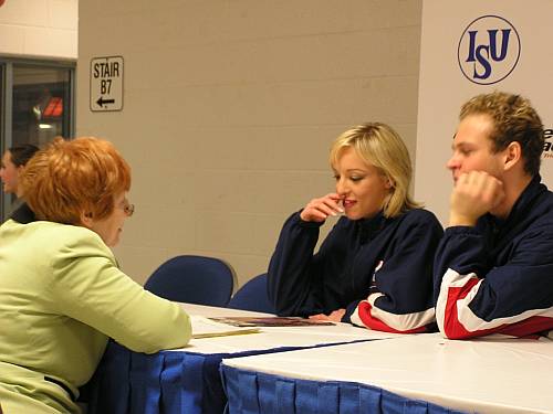 Morgan Matthews &amp; Maxim Zavozin (USA) take questions from the media after their gold medal