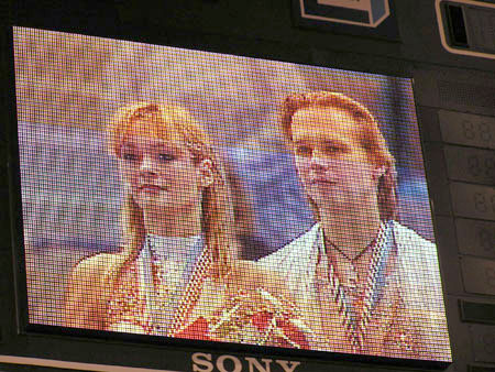Albena Denkova &amp; Maxim Staviyski (BUL) on the Jumbotron