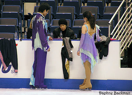 Nozomi Watanabe &amp; Akiyuki Kido (JPN) with coach Natalia Linichuk