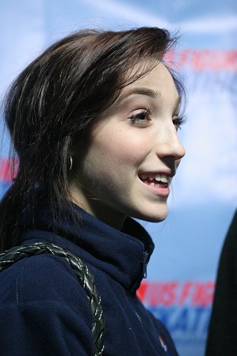 Meryl Davis in the mixed zone