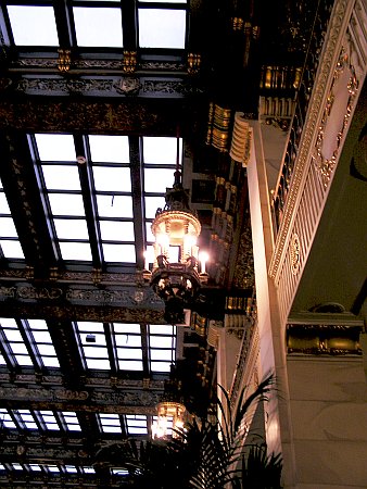 Looking up from the main floor of the Davenport Hotel