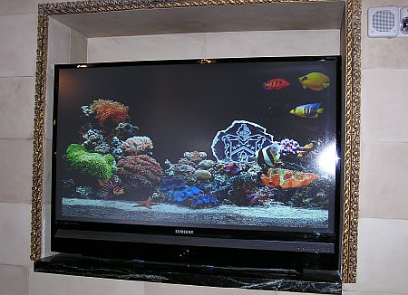 Faux fishtank w/ flatscreen fishies