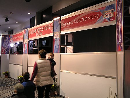 Souvenir shop getting set up