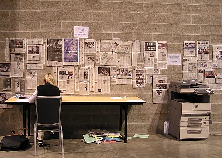 Press wall in media center