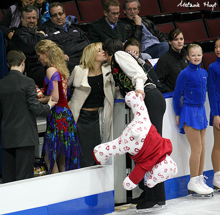 Kaitlyn Weaver &amp; Andrew Poje with coaches Mathew Gates and Shae-Lynn Bourne