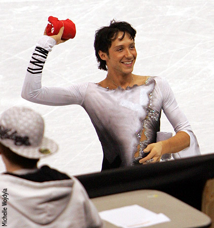 Johnny Weir aims...