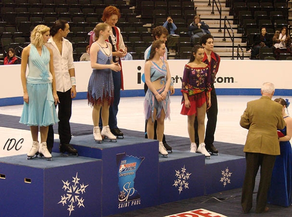 Getting ready to give the first medal in novice ice dance