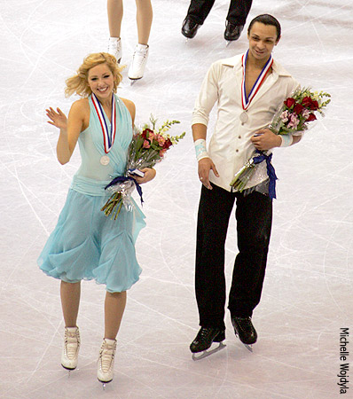 Megan Evans and Nathan Truesdell take a victory lap