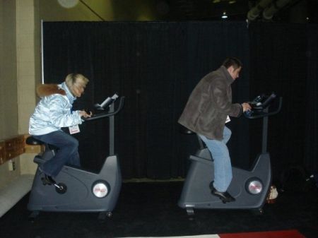 Coaches stationary bicycle race