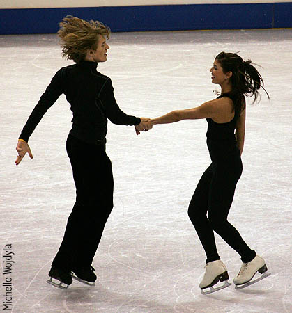 Clare and Chase wear plain black for practice