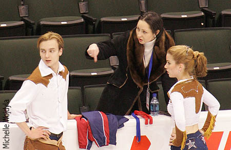 Jennifer Wester &amp; Daniil Barantsev with coach Anjelika Krylova