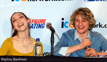 Meryl Davis &amp; Charlie White at the press conference following the original dance