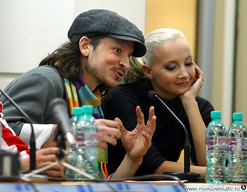 Maxim Shabalin &amp; Oksana Domnina at the press conference after the OD