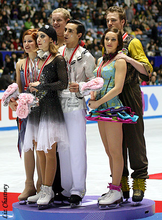 The medalists on the podium