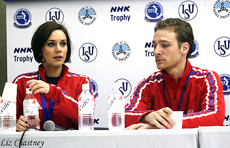 Nathalie Pechalat &amp; Fabian Bourzat at the press conference after the OD
