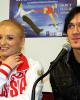 Maria Mukhortova &amp; Maxim Trankov at the press conference after the free skate