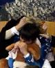 David Wilson tries to soothe Jeremy after Joanne pounds him into the fetal position