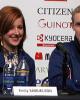 Emily Samuelson &amp; Evan Bates at the press conference following the free dance