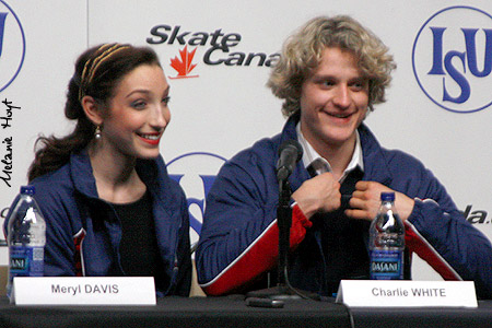 Meryl Davis &amp; Charlie White at the press conference following the free dance