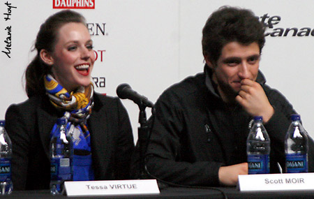 Tessa Virtue &amp; Scott Moir at the press conference following the free dance