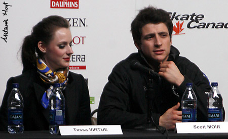 Tessa Virtue &amp; Scott Moir at the press conference following the free dance