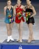 The Ladies' Podium: Joannie Rochette, silver; Yu-Na Kim, gold; Mao Asada, bronze