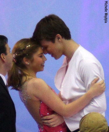 Lauri Bonacorsi &amp; Travis Mager celebrate their win in novice dance