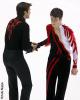 As Brandon Mroz leaves the ice after his free skate, fellow Broadmoor skater Ryan Bradley shakes his hand