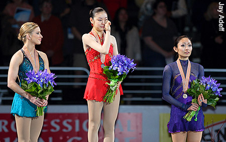 Joannie Rochette (silver), Yu-Na Kim (gold), Miki Ando (bronze)