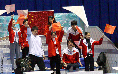 YES! One person can make a difference! Team China goes crazy during the free dance...