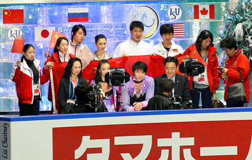 The spirit continues as Team China fills the kiss and cry for the FD scores!