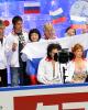 Team Russia also sports a full roster in the kiss and cry!