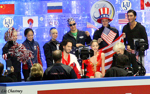 Team USA Party Patrol hits the kiss &amp; cry -- turnout? 100% U-S-A!!!