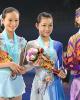 Junior Ladies Medalists: (L-R) Christina Gao (USA) bronze, Kanako Murakami (JPN) gold, Polina Shelepen (RUS) silver