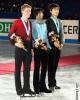 Junior Men's Medalists: (L-R) Ross Miner (USA) bronze, Yuzuru Hanyu (JPN) gold, Nan Song (CHN) silver