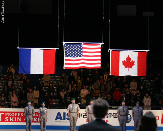 The flags of the Grand Prix Final medalists