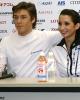 Ksenia Monko &amp; Kirill Khaliavin pose for a photo at the post-event press conference