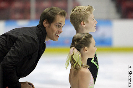 Taylor Olson &amp; Scott Dudley with coach Nick Traxler
