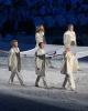 The Olympic flag enters the arena