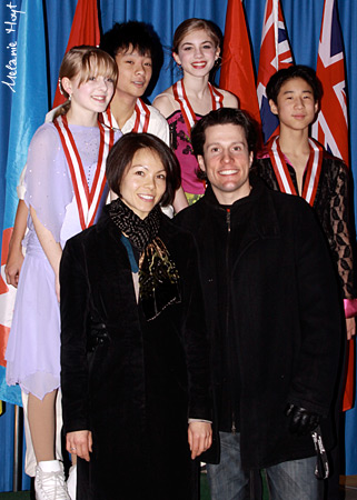 Bruser &amp; Lum and Edwards &amp; Pang with coaches Megan Wing &amp; Aaron Lowe