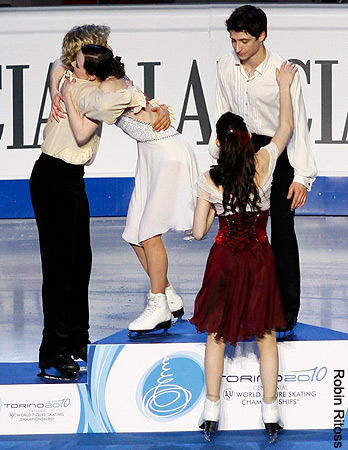 Congratulatory hugs