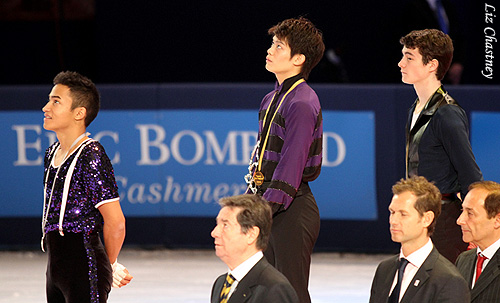 The Japanese national anthem plays