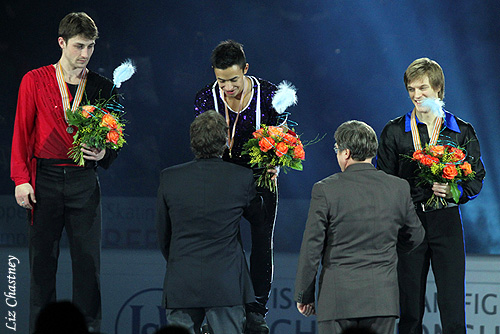 The 2011 European men's champions receive their medals