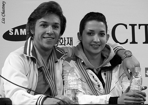 Ksenia Monko &amp; Kirill Khaliavin (RUS) at the press conference after the event