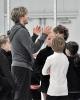 White works with the juvenile and intermediate ice dancers