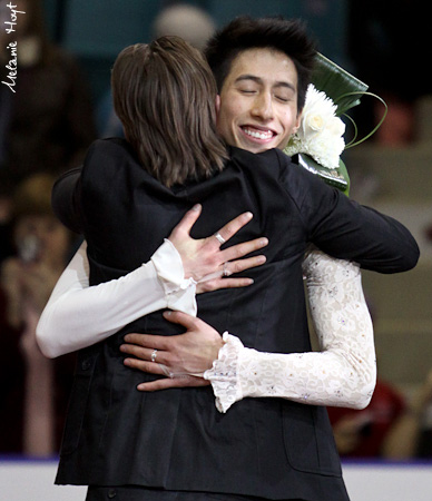 Jeremy Ten gets a hug from Shawn Sawyer