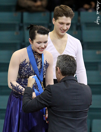 Poulin &amp; Servant receive their medals from Benoit Lavoie